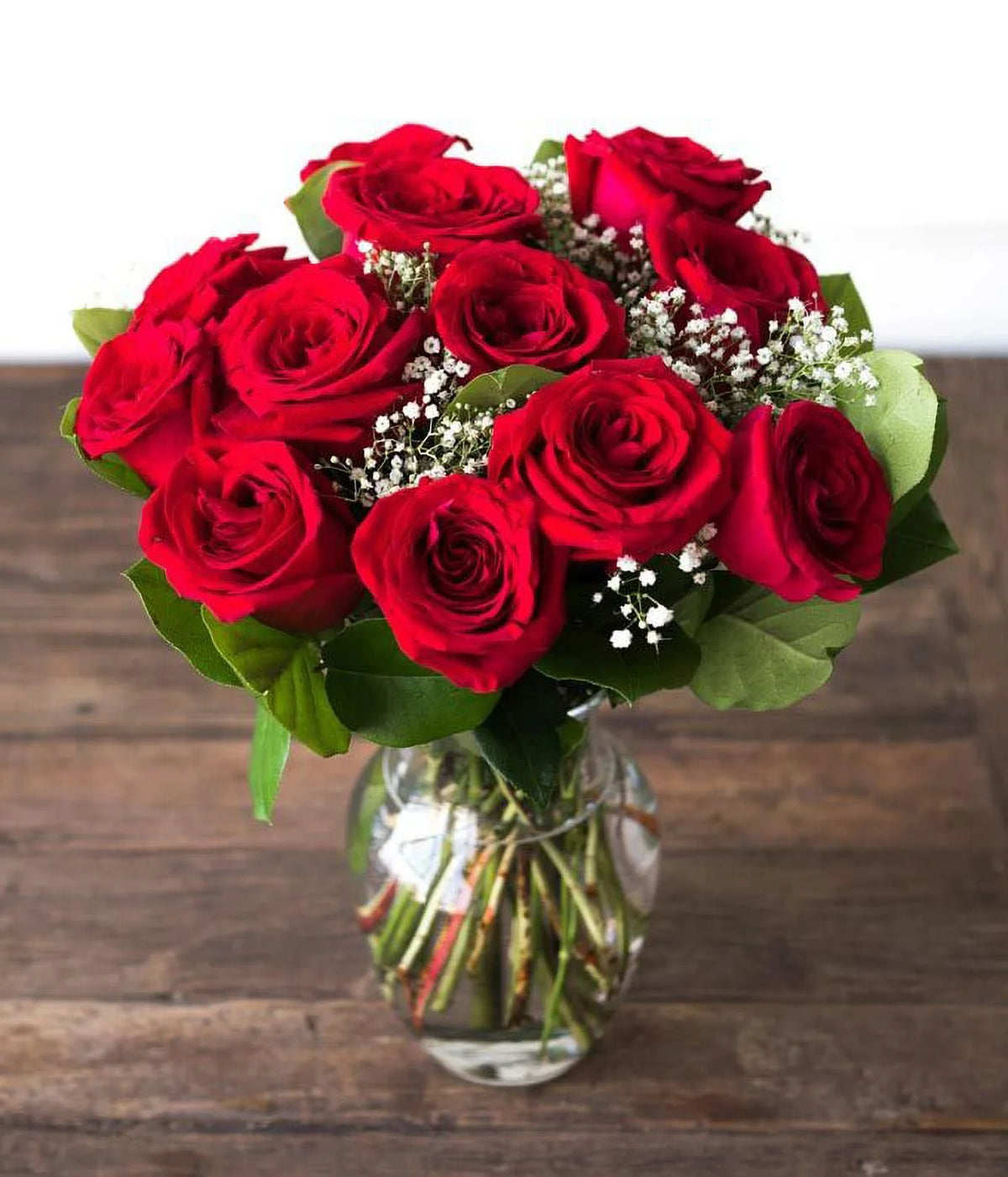 One Dozen Long Stemmed Red Roses Fresh Flowers A2431