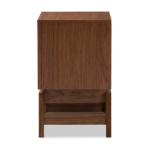 Walnut Brown and Dark Gray Wood 1-Drawer Nightstand D494758