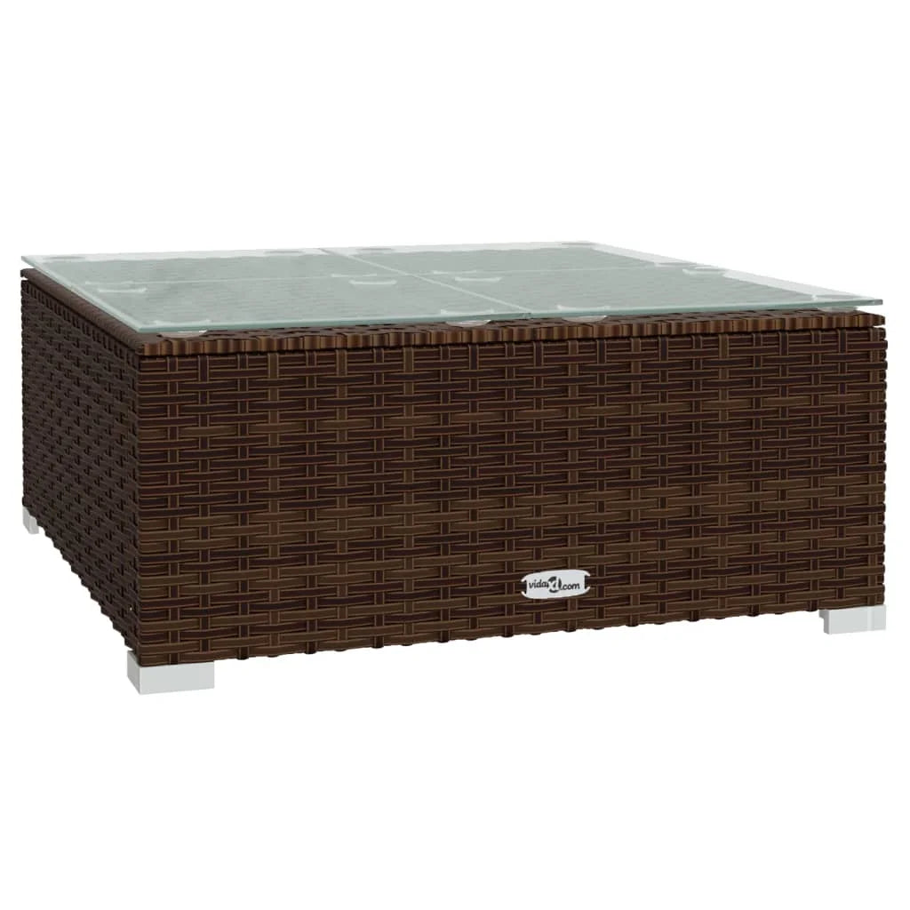 9 Piece Patio Set with Cushions Poly Rattan Brown T60365