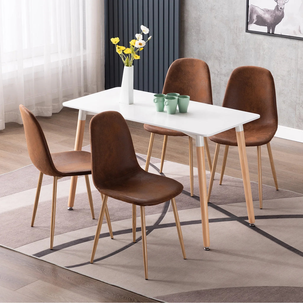 Set of 4 Faux Leather Dining Chairs with Metal Legs B87208