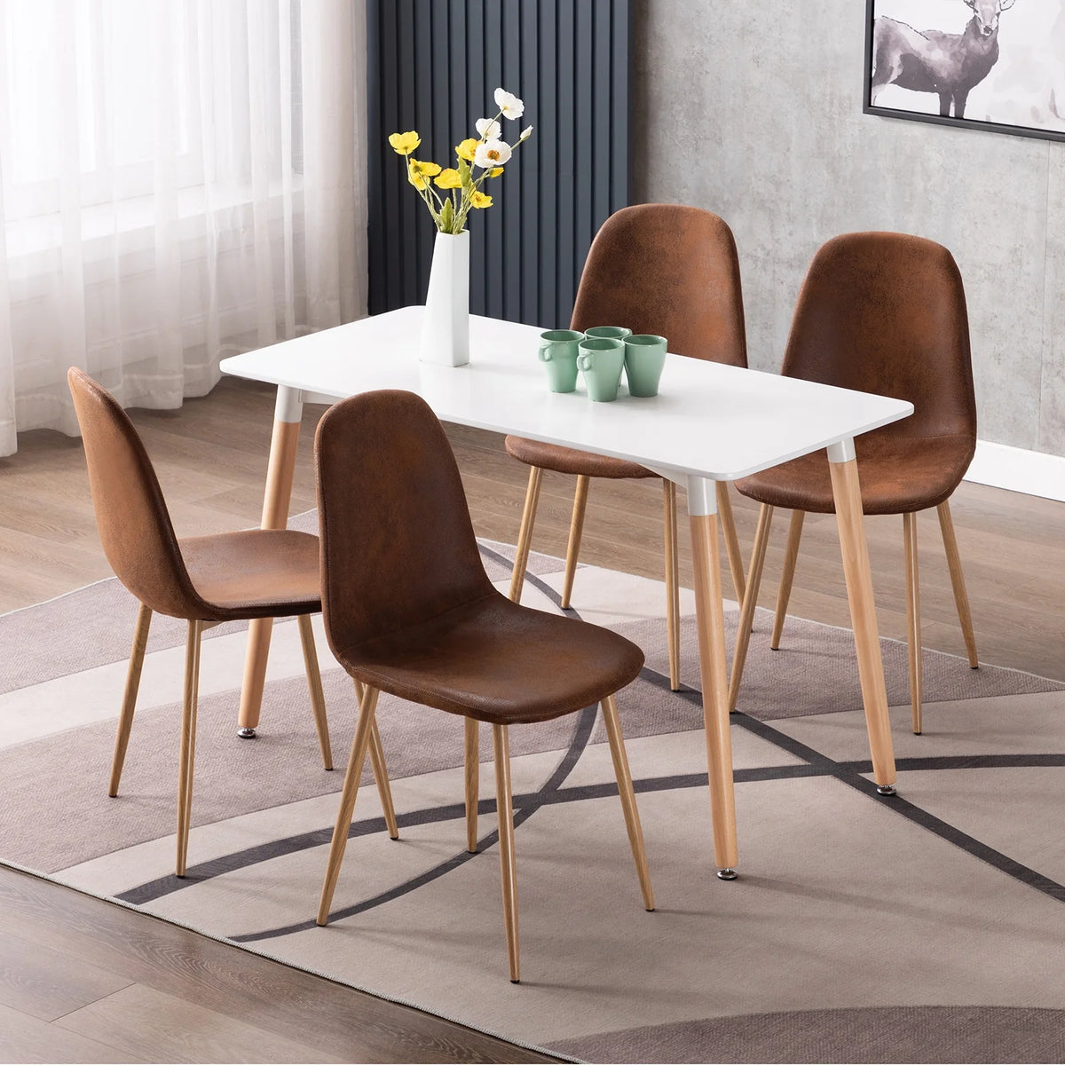 Set of 4 Faux Leather Dining Chairs with Metal Legs B87208