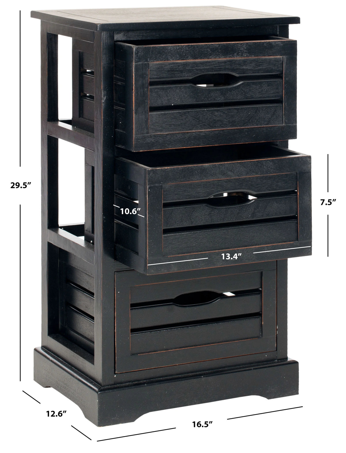 3 Drawer Distressed Black Cabinet H3422