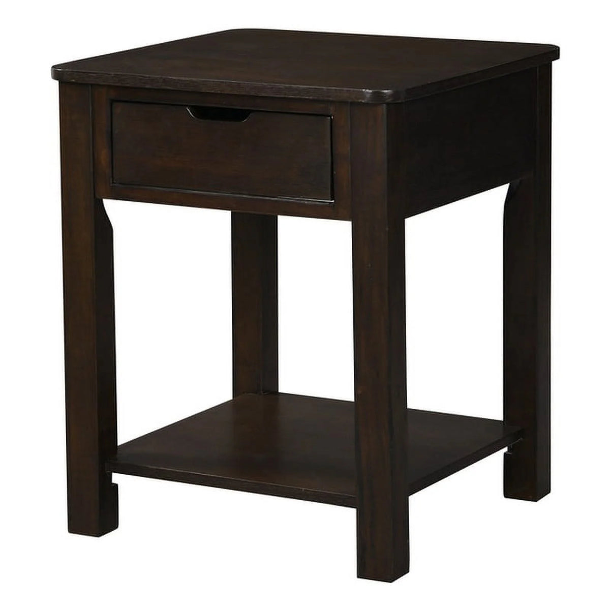 Dark Brown Engineered Wood End Table with Drawer N45568