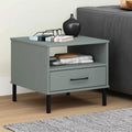 Gray Bedside Table with Metal Legs U452956