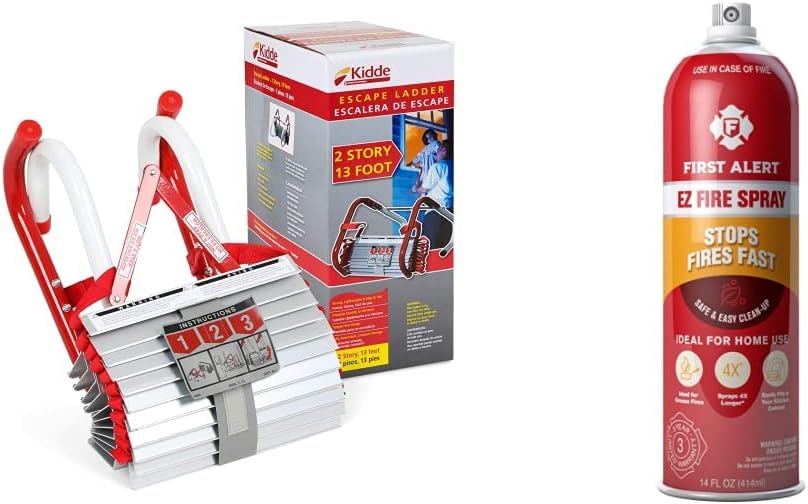 Fire Escape 3-Story Ladder, 25-Foot Anti-Slip Rungs, Rope Ladder Pack of 2 B47823