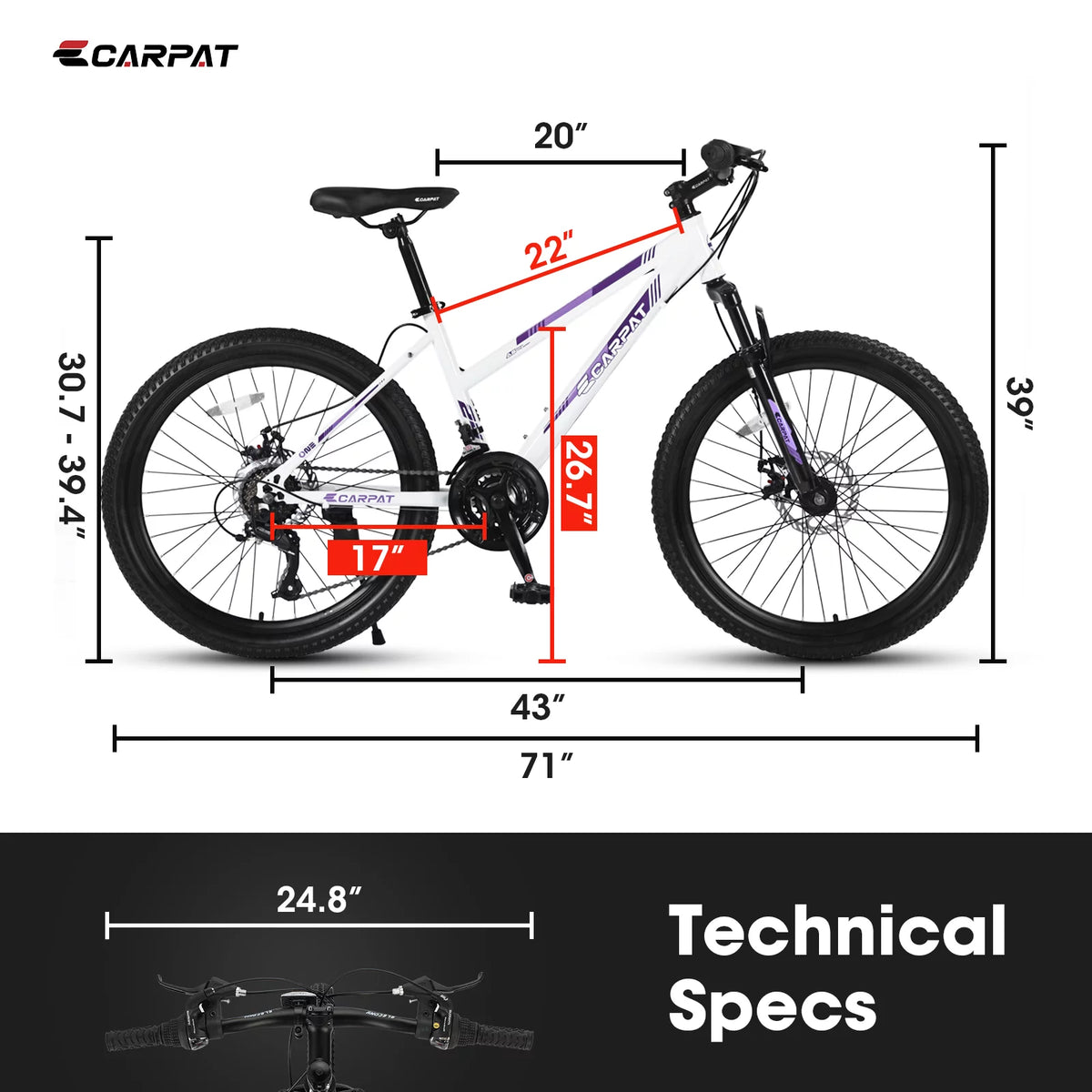26 inch White Disc Brakes Mountain Bike S605