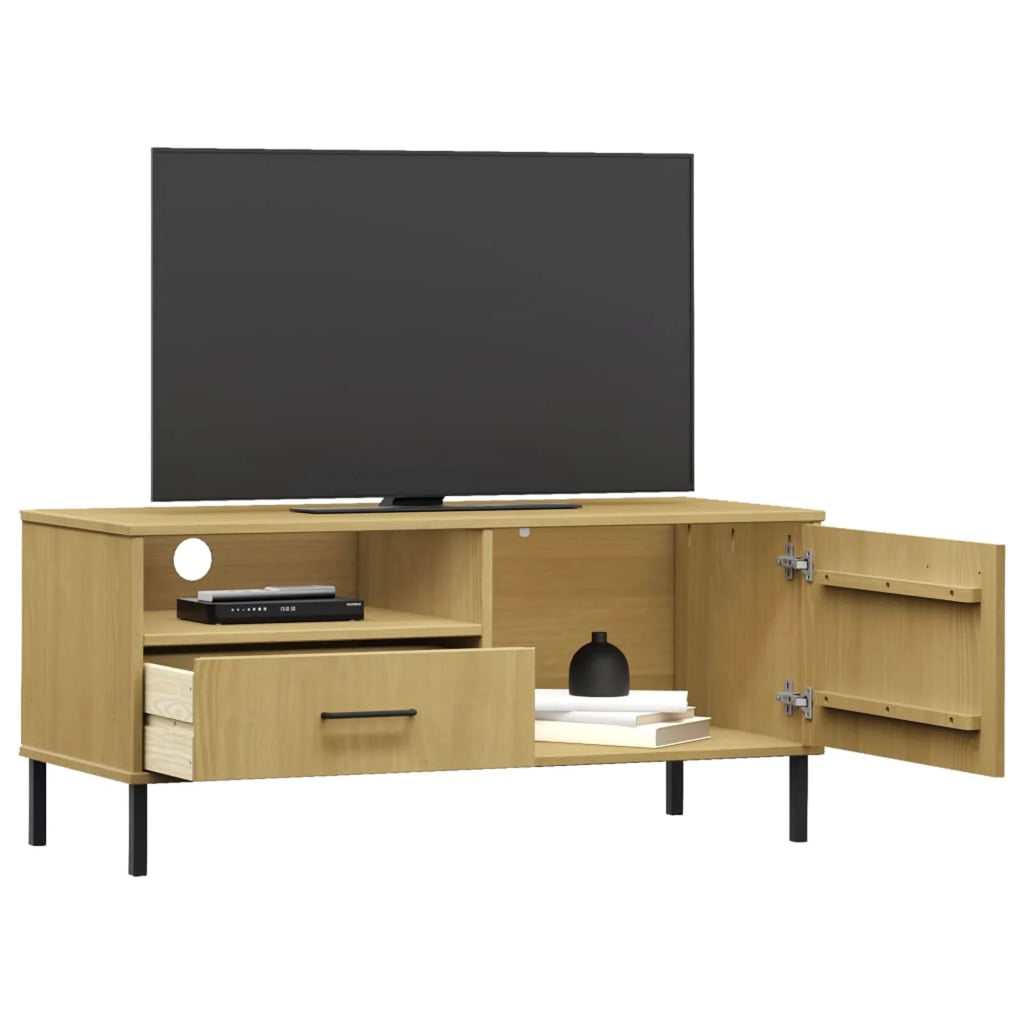 Pine Wood TV Cabinet with Storage Drawer, Door and Shelf D85286