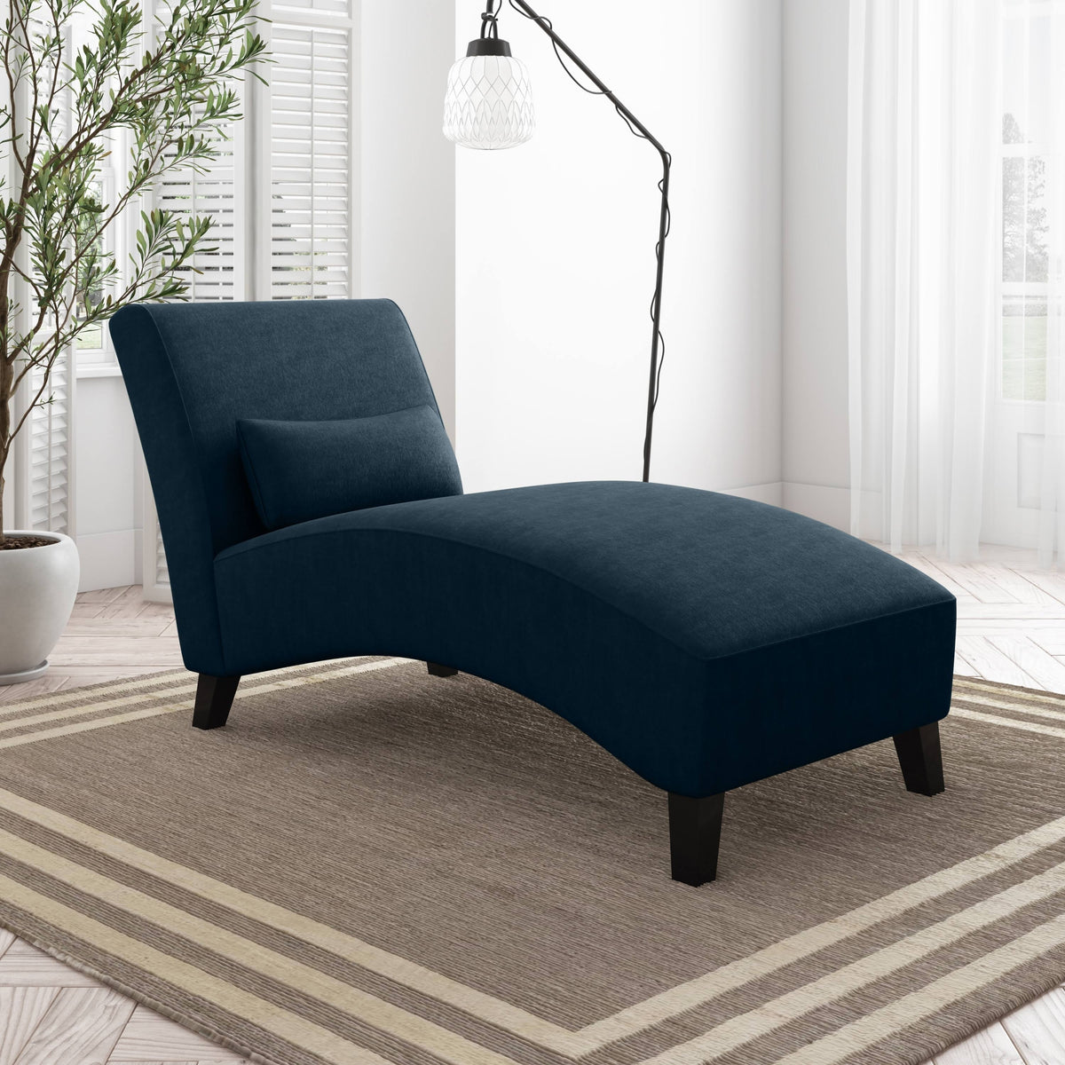 Navy Blue Velvet Chaise D552742