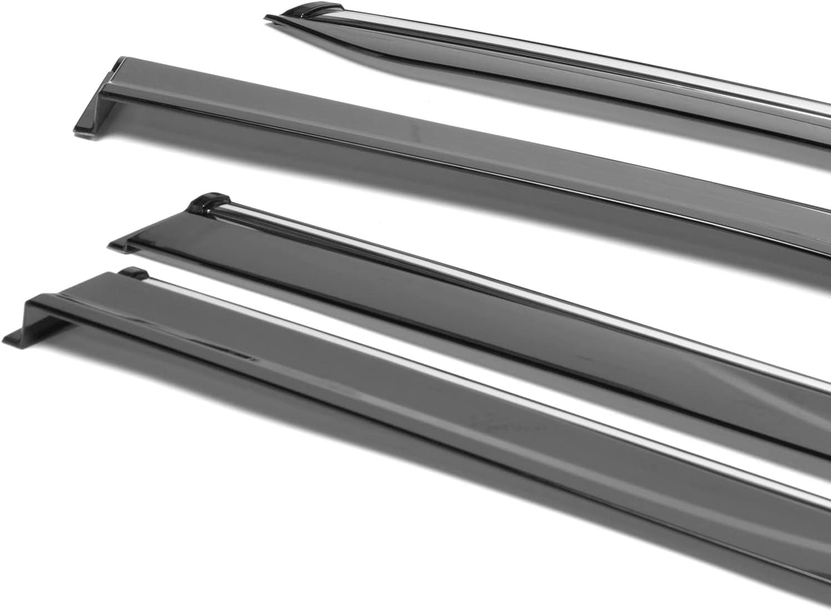 Window Visor Rain Guard Shade 4PC Injection Polycarbonate with Chrome Trim L2258