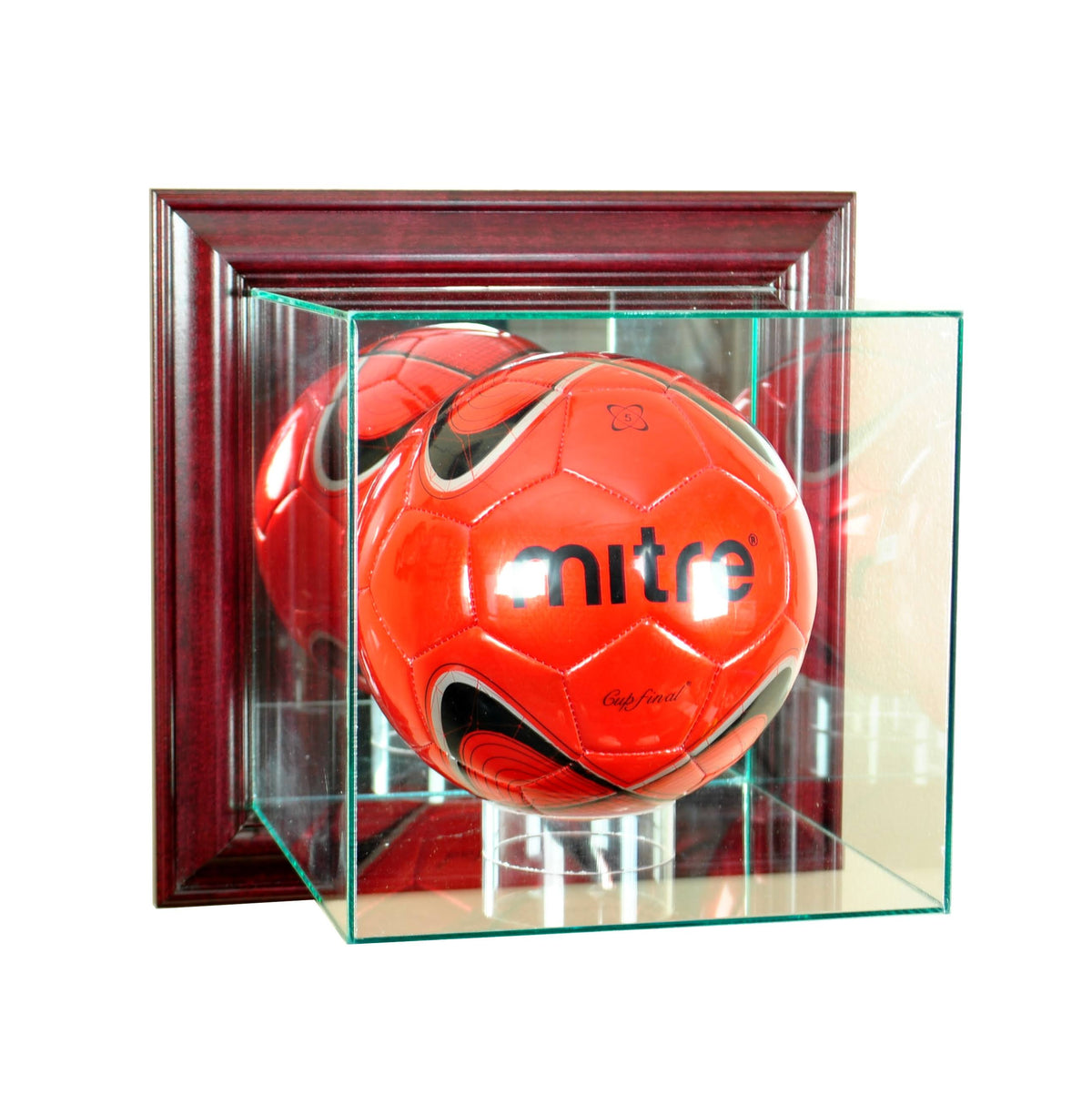 Cherry Wood Soccer Display Case Wall Mounted H2118