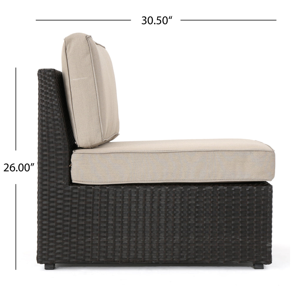 10 Piece Wicker Sofa Set with Cushions, Dark Brown, Beige O81206