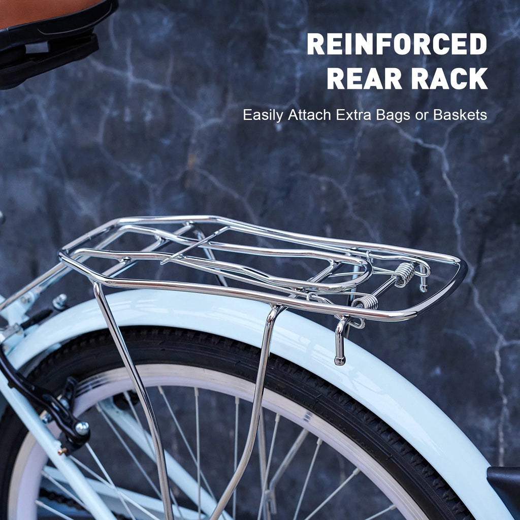 26 Inch Cruiser Bicycle with Basket Rack M7704