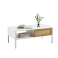 40.16" White Rattan Coffee Table with Storage Z175
