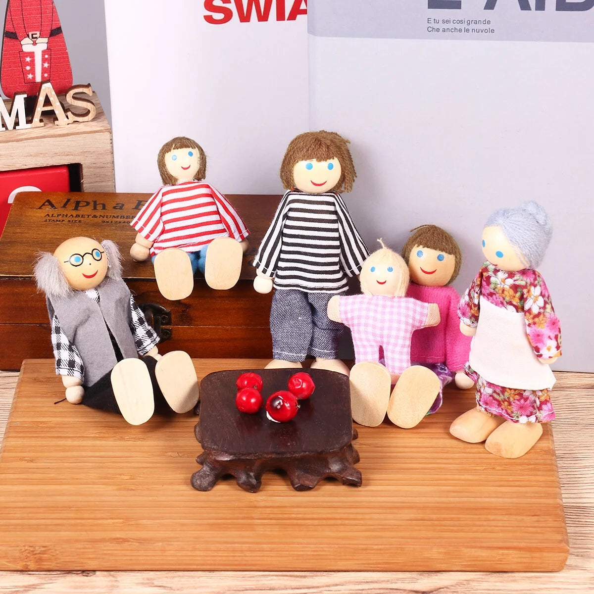 Set of 7 Wooden Dollhouse Figures V396363