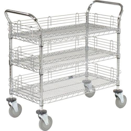 Chrome 3 Shelf Utility Cart with Polyurethane Casters Y354085