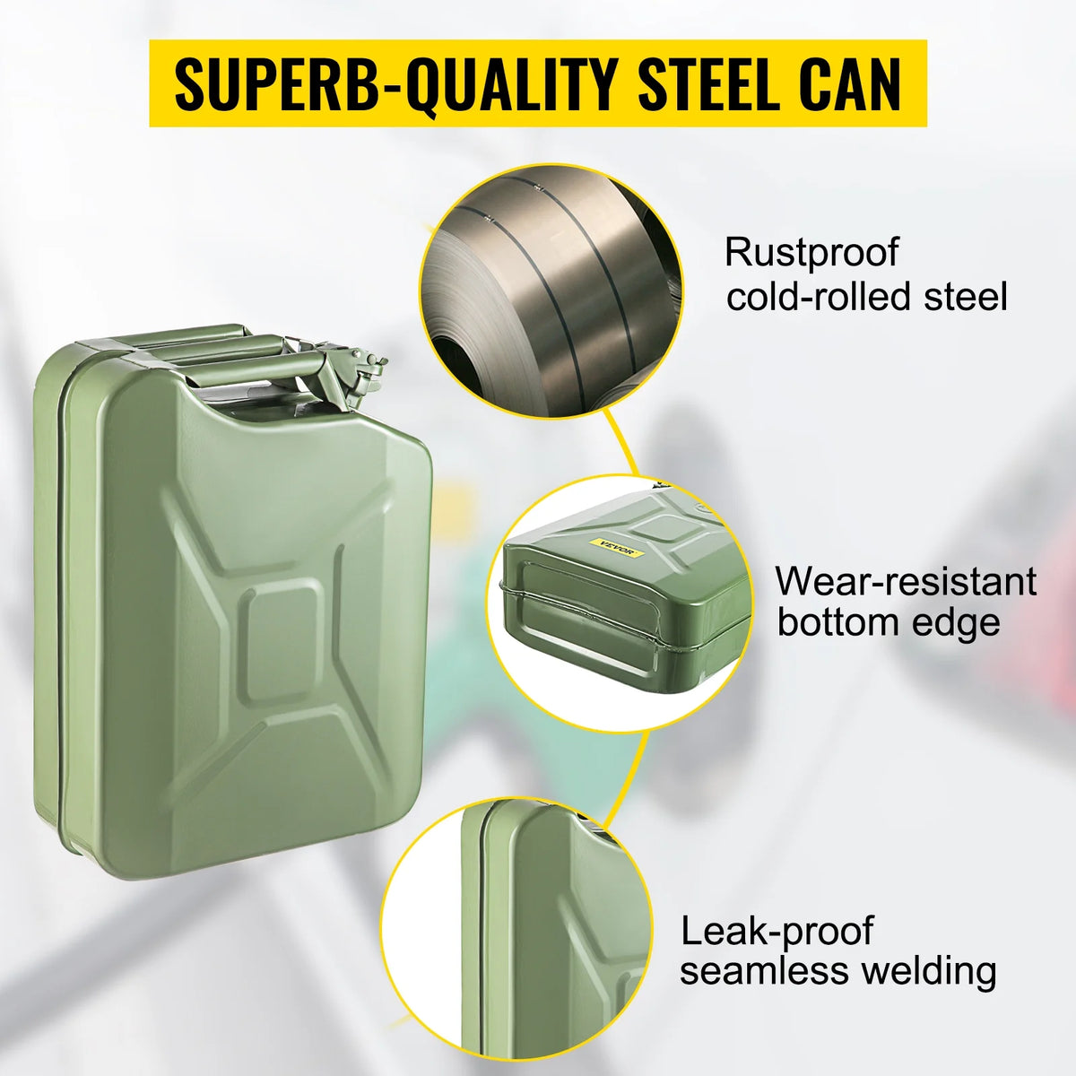 5.3 Gallon Portable Steel Fuel Can with Flexible Spout, 2pcs Green X5603
