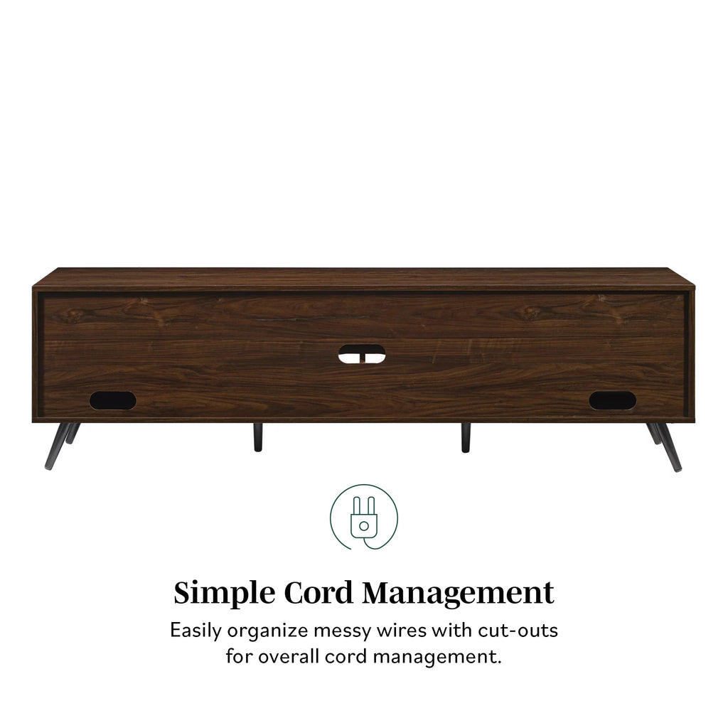 Mid-Century Modern Angle-Door TV Stand, Dark Walnut Y380563