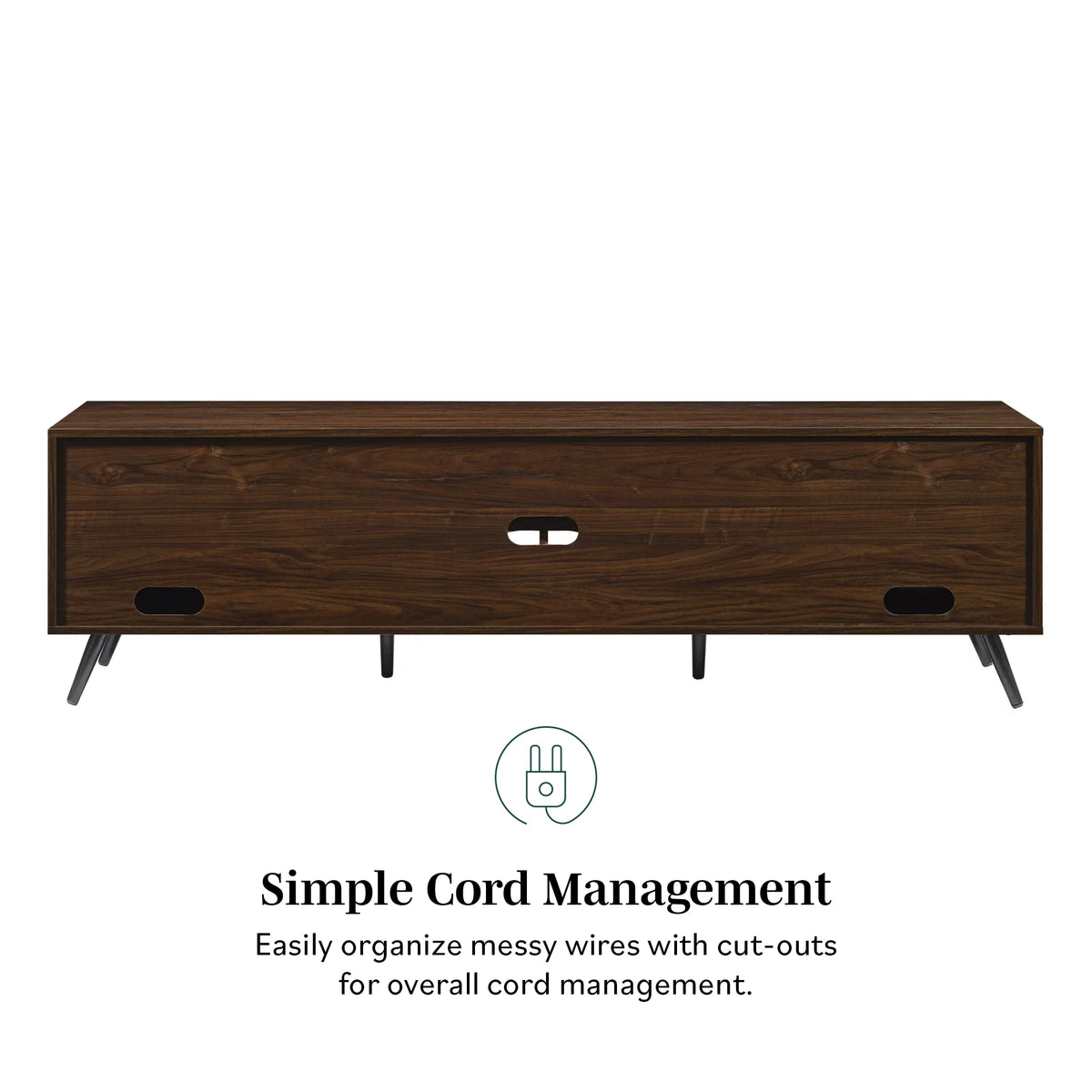 Mid-Century Modern Angle-Door TV Stand, Dark Walnut Y380563