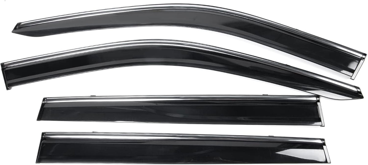 Window Visor Rain Guard Shade 4PC Injection Polycarbonate with Chrome Trim L2258