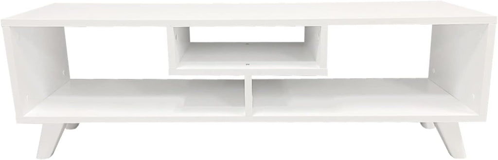 White TV Media Console with Cone Shape Feet C6898