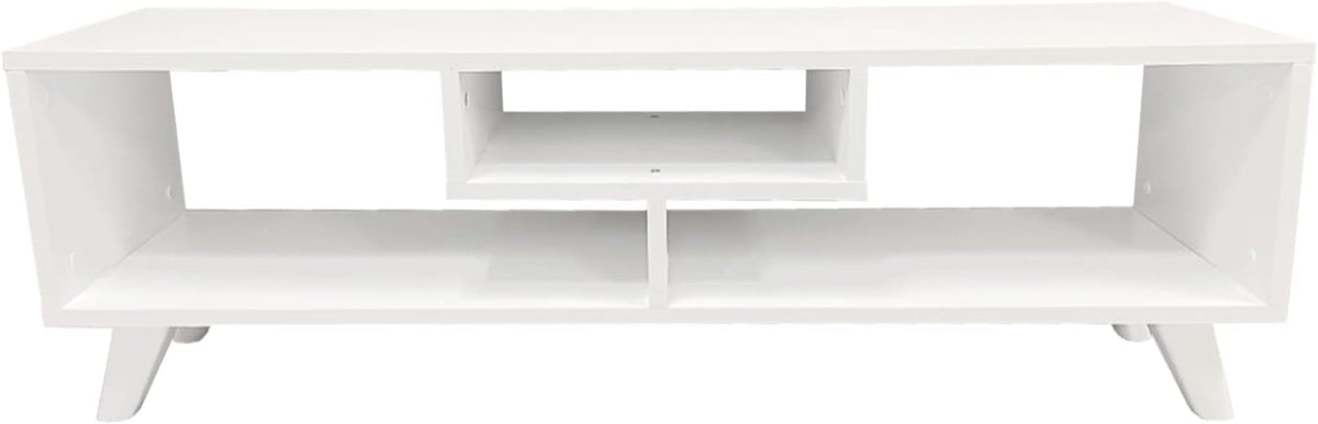 White TV Media Console with Cone Shape Feet C6898