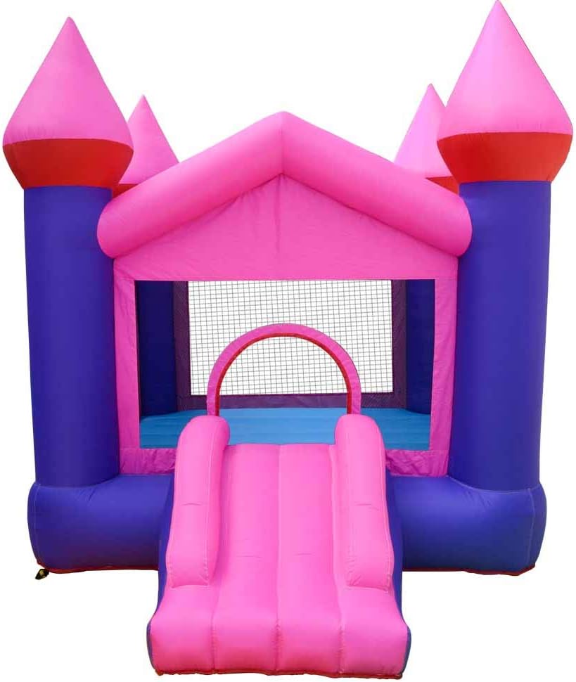 Inflatable Pink Bouncy Castle House with Air Blower Q555526