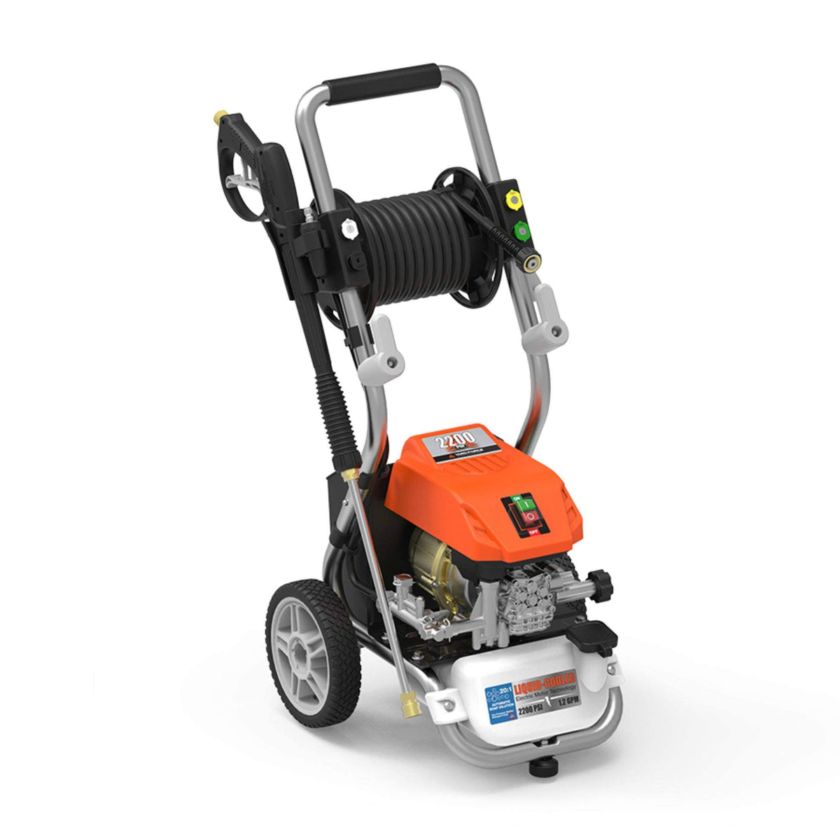 2200 PSI 1.2 GPM Cold Water Electric Pressure Washer with Hose Reel and Turbo Nozzle J7323
