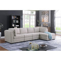 Light Gray Linen Reversible Sectional Sofa with Ottoman L716213
