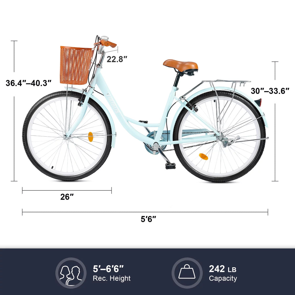 26 Inch Cruiser Bicycle with Basket Rack M7704
