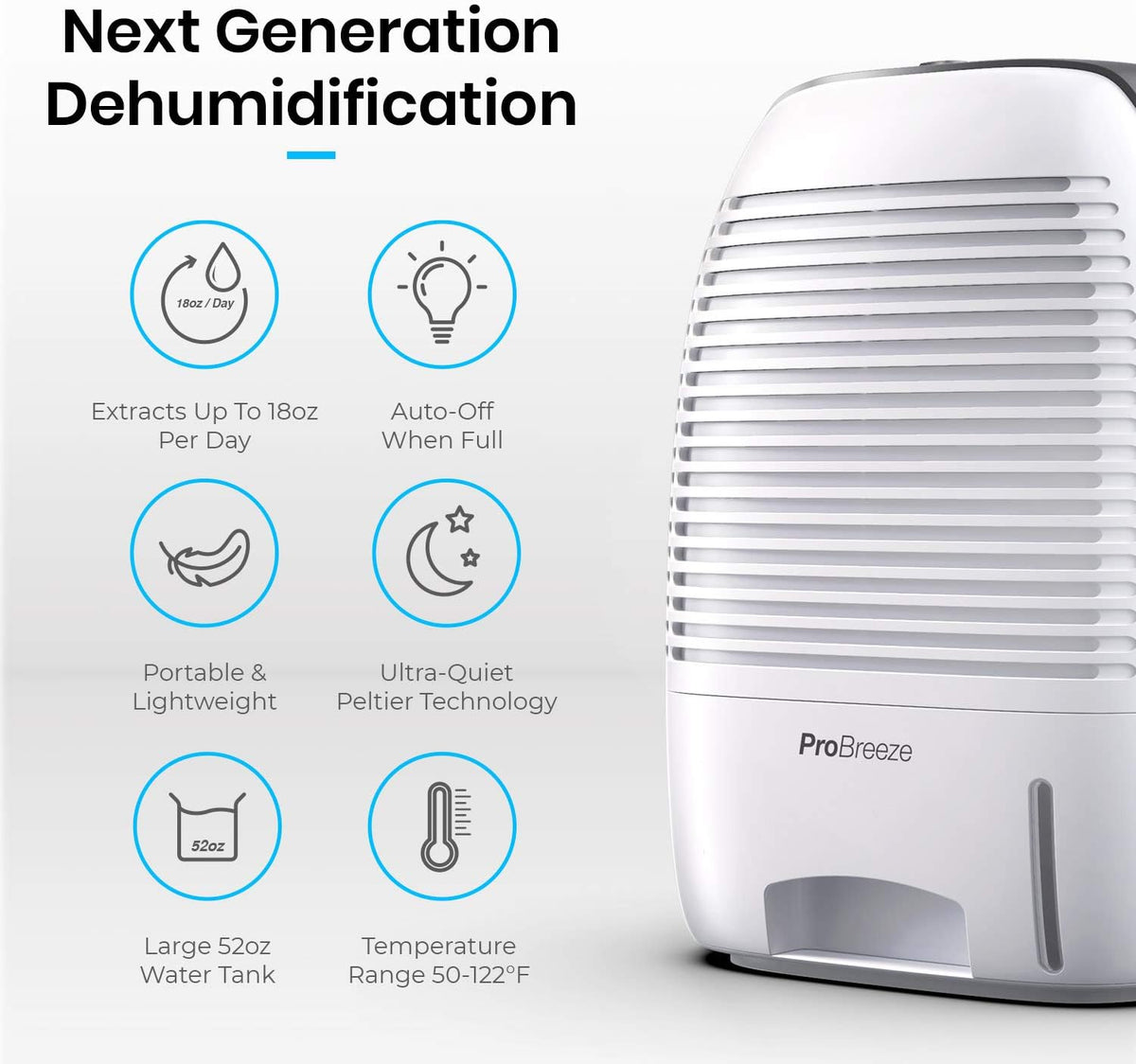 2200 Cubic Feet 52oz Capacity Compact Dehumidifier Pack of 2 V4294