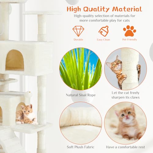 54-Inch Multi-Level Cat Tree Tower with Sisal Scratching Post M15600