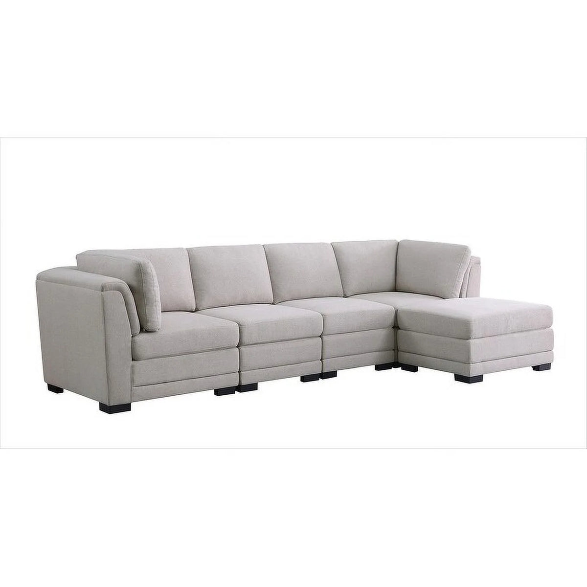 Light Gray Linen Reversible Sectional Sofa with Ottoman L716213