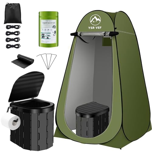 Portable Camping Toilet with Pop-Up Privacy Tent and Toilet Bags Z365