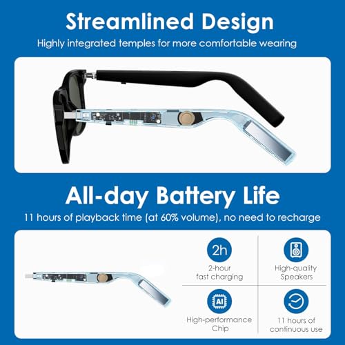 Bluetooth Sunglasses with Polarized Lens and Built-in Mic & Speakers Y14458