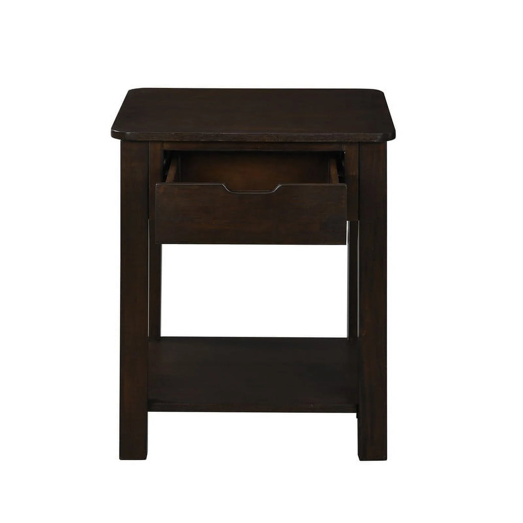 Dark Brown Engineered Wood End Table with Drawer N45568