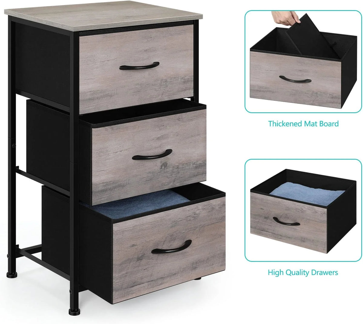 3 Drawer Fabric Storage Dresser W915