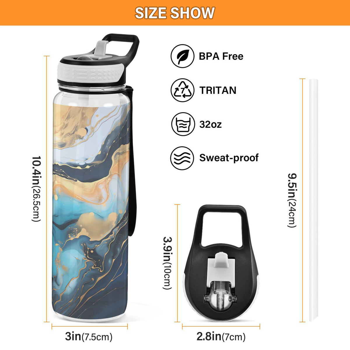 32oz Tritan Leakproof Water Bottle with Straw L353