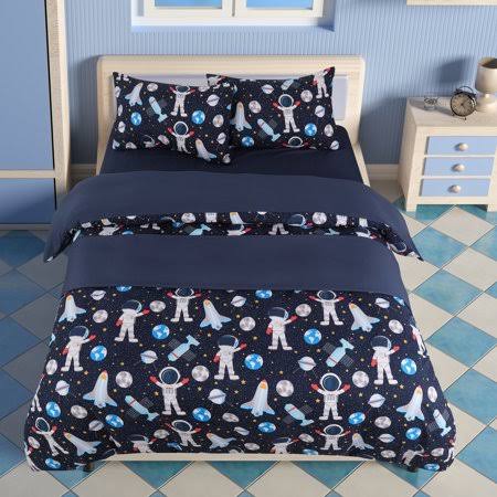 5 Piece Kids Bedding Set Brushed Polyester Space Astronaut Pattern Full U54439
