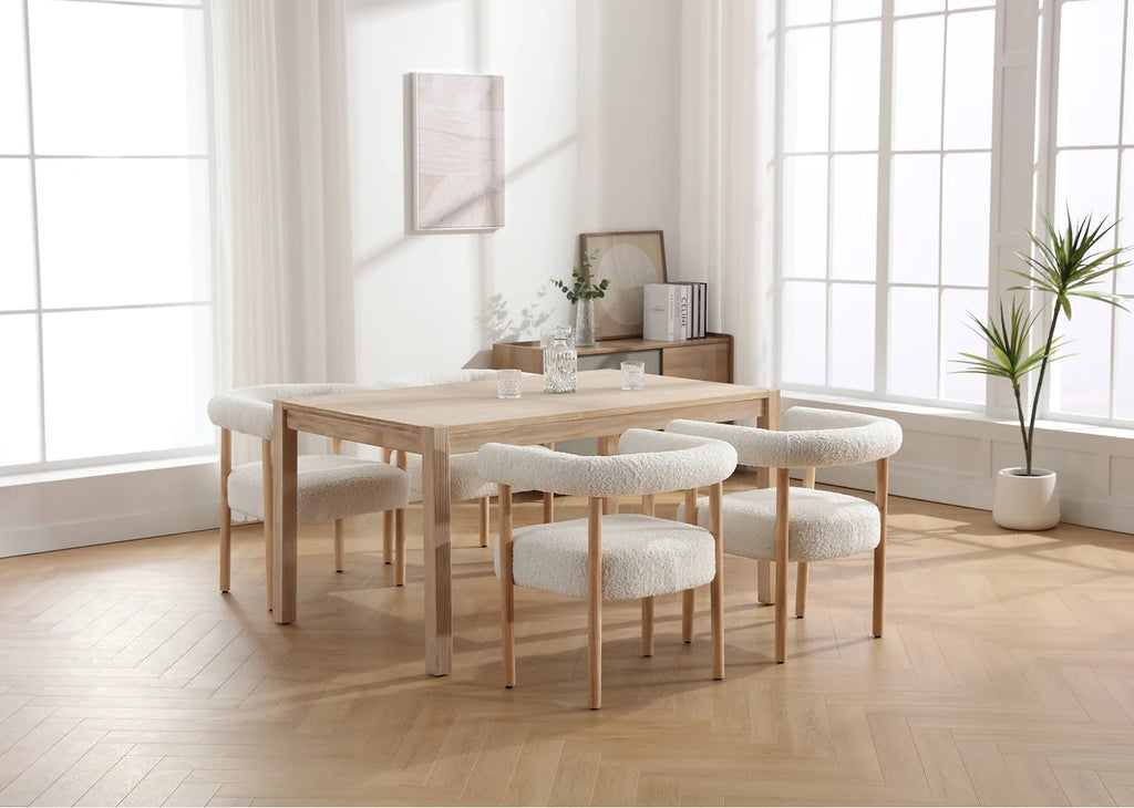 White Wooden Upholstered Barrel Dining Side Chair Set of 2 R3393