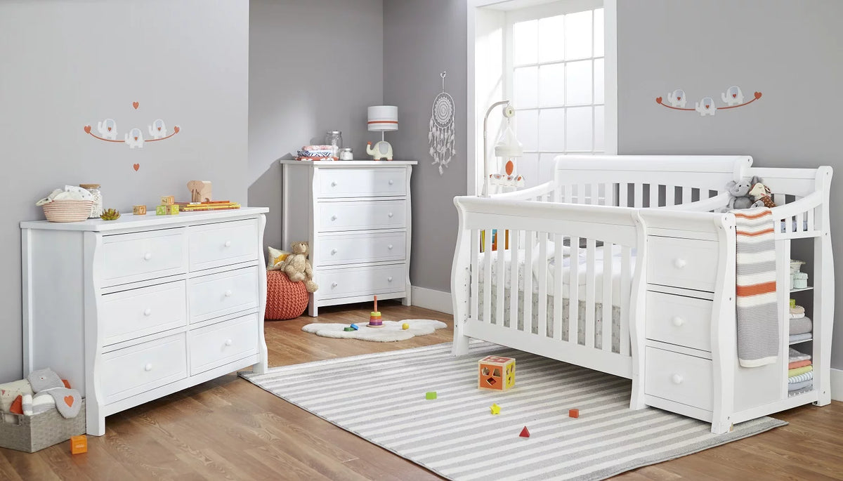 White Crib and Changer S925