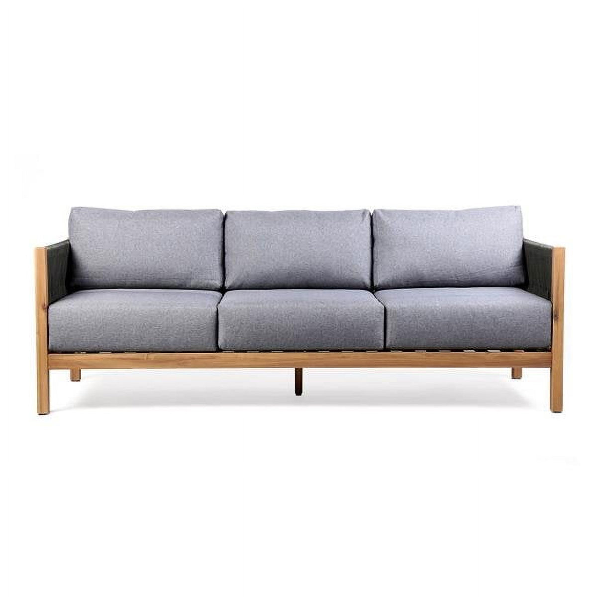 Gray Acacia Wood Outdoor Patio Sofa with Fabric Z443