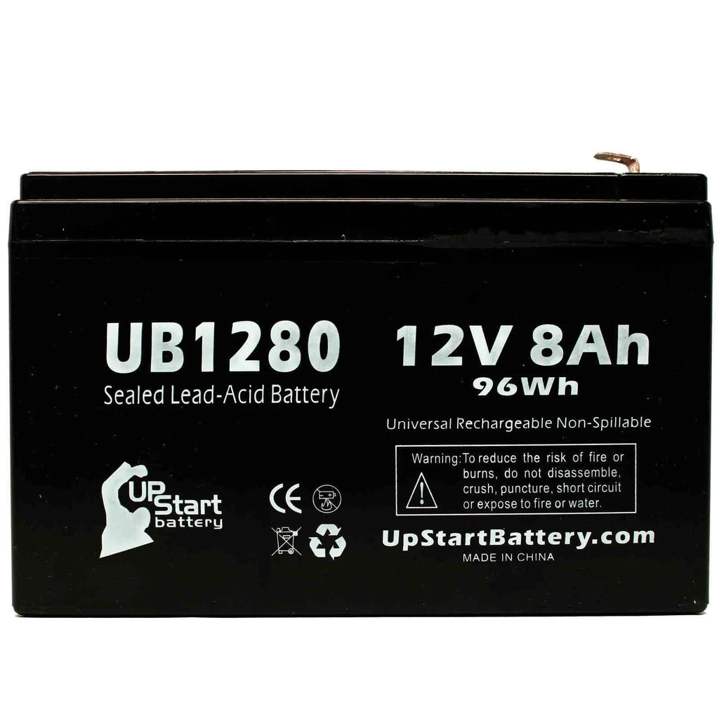 4x Pack Sealed Lead Acid Battery (12V, 8Ah, 8000mAh, F1 Terminal, AGM) with 8 F1 to F2 Terminal Adapters O6166