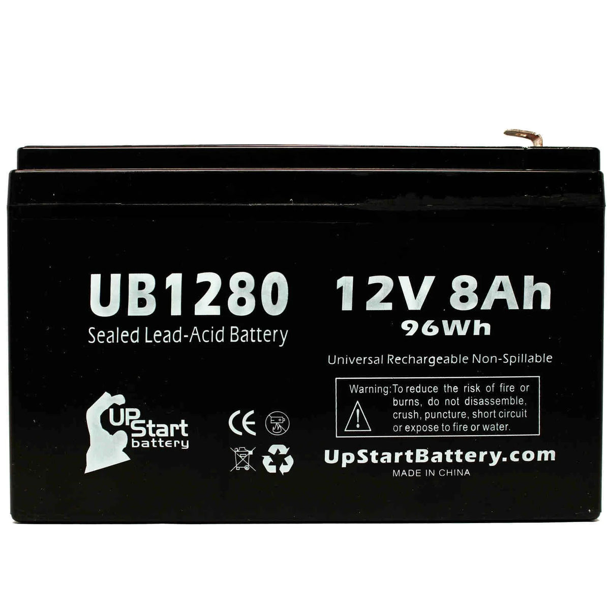 4x Pack Sealed Lead Acid Battery (12V, 8Ah, 8000mAh, F1 Terminal, AGM) with 8 F1 to F2 Terminal Adapters O6166