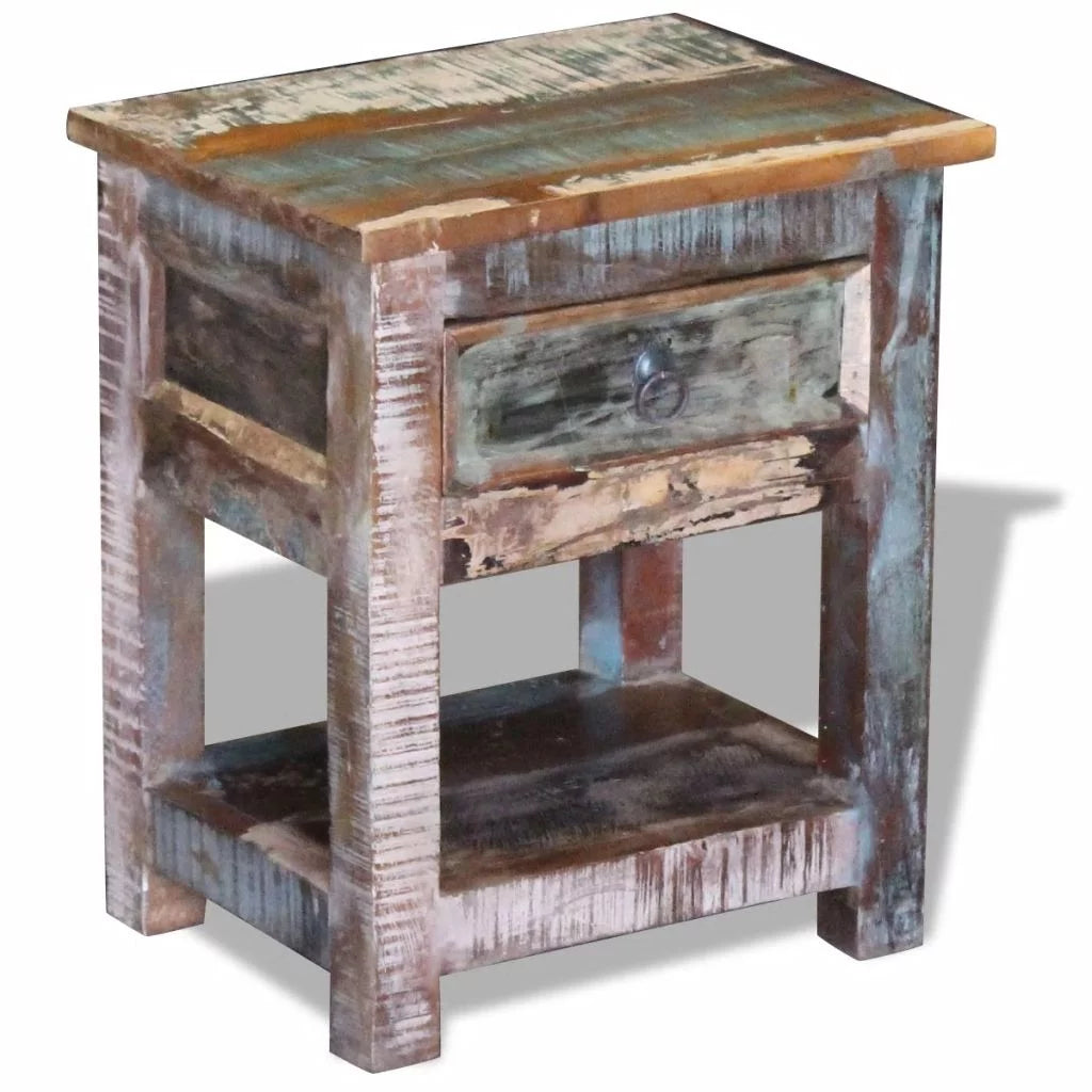 Side Table with 1 Drawer Solid Reclaimed Wood L7854