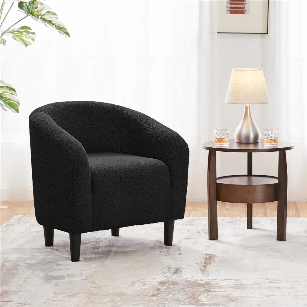 Set of 2 Black Boucle Barrel Chair E702