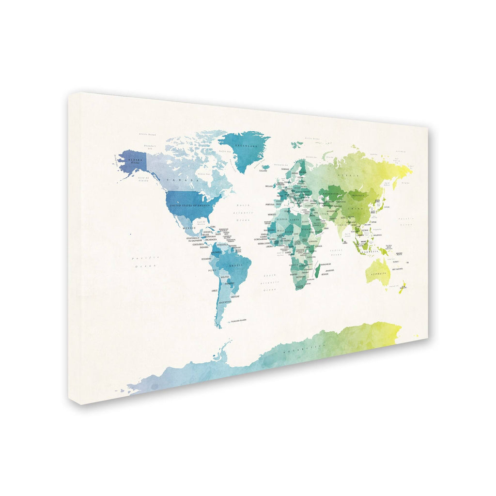 Watercolour Political Map of The World Canvas Art J831091