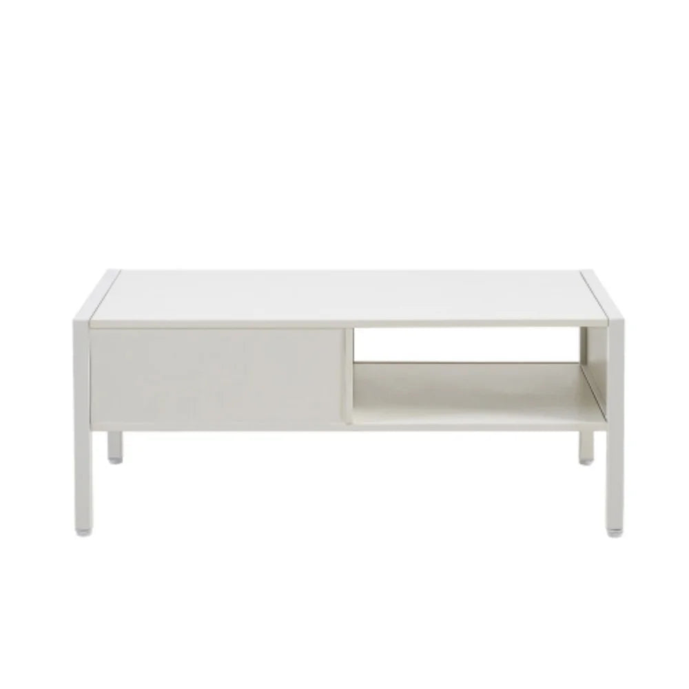 40.16" White Rattan Coffee Table with Storage Z175
