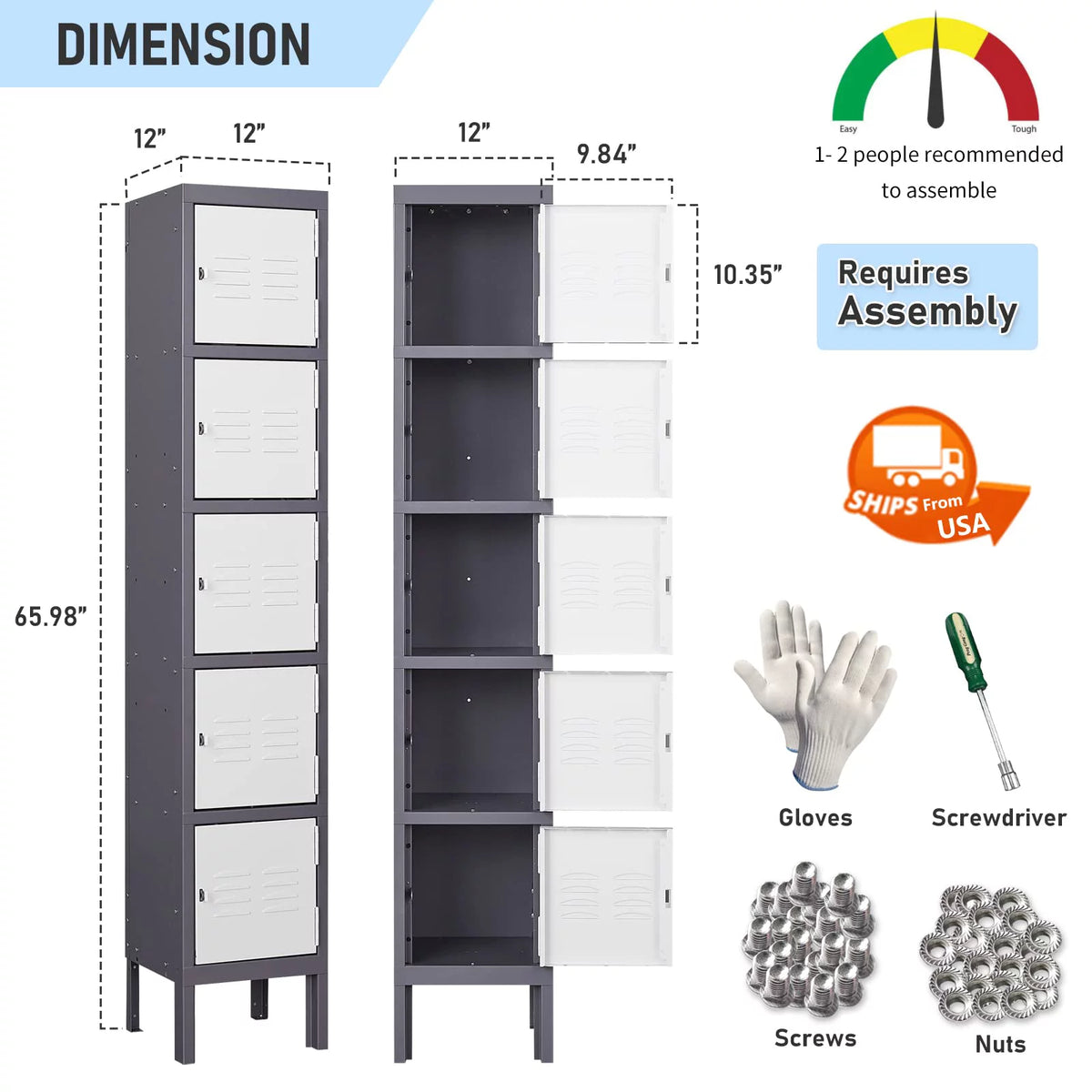 Metal 5 Door Steel Storage Locker N41670