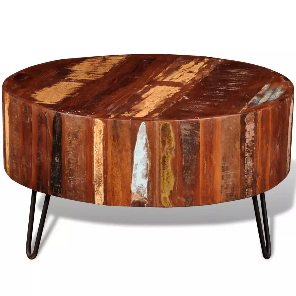 Solid Reclaimed Wood Round Coffee Table J843913