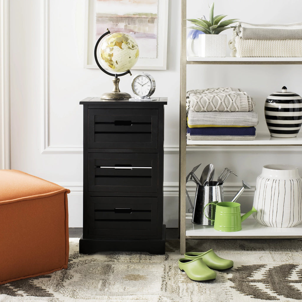 3 Drawer Distressed Black Cabinet H3422